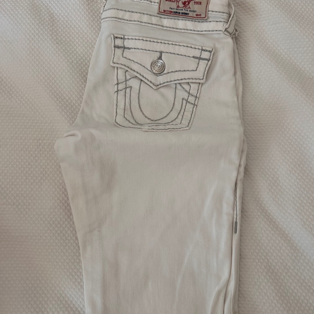 True Religion White Low Rider skinny jeans size 28